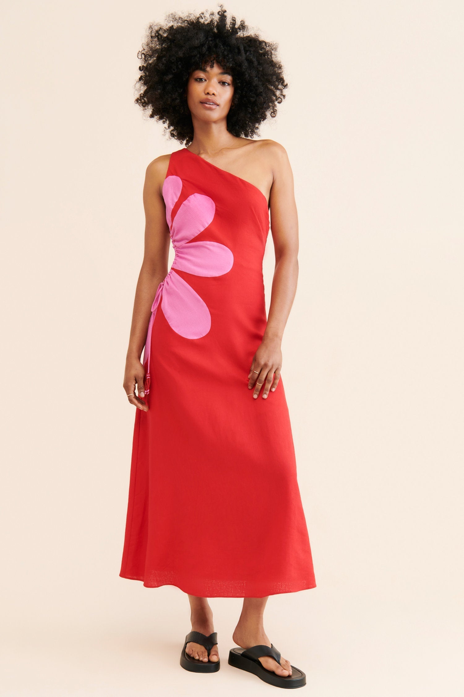 Langes Kleid mit Blumenmuster und einer Schulter für Frauen - Serena