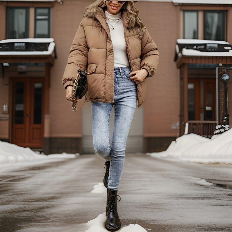 Larissa - Warme Jacke mit flauschiger Fellkapuze