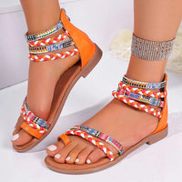 Sandales plates pour femmes avec motif ethnique tressé - Nayeli