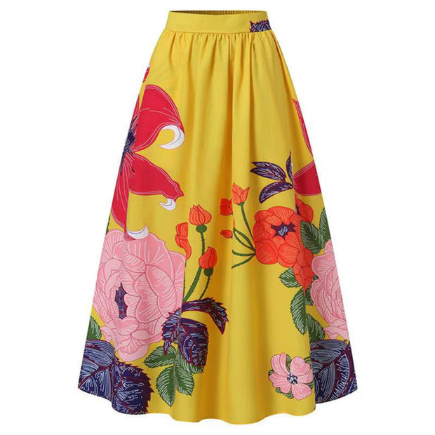 Maxi-jupe femme à imprimé floral, taille haute et stylée