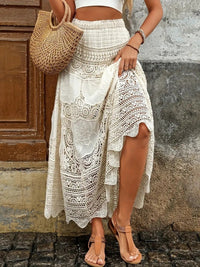Jupe longue pour femme avec dentelle artisanale style bohème - Mariana