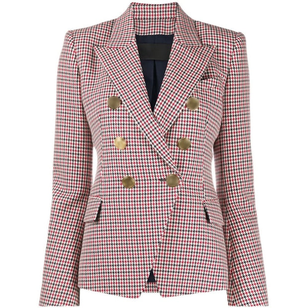 Vivi - Blazer pied-de-poule pour femme avec double boutonnage