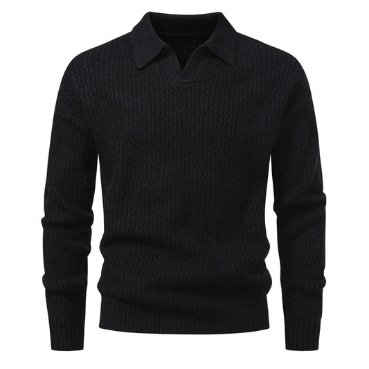 Herren-Jacquard-Strickpullover mit breitem Kragen - Raptor