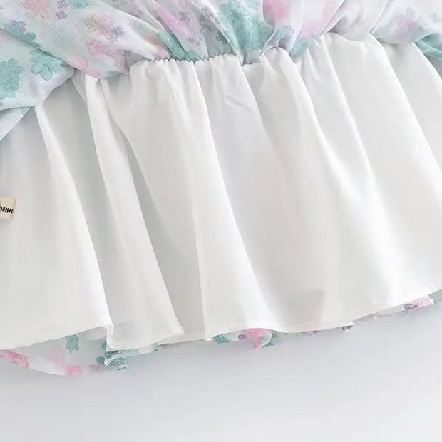 Fioby - Mini-robe florale à volants et manches bouffantes