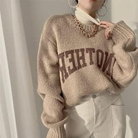 Amy - Strickpullover mit Kontrastbuchstaben