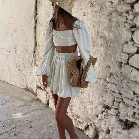 Analia - Ensemble top et jupe boho-chic sans ventre