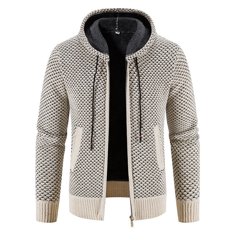 Herrenstrickjacke mit Kapuze und Innenfutter - Rynor