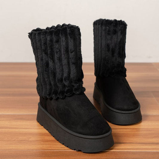Bottes d'hiver pour femmes avec tige en fourrure nervurée - Romina