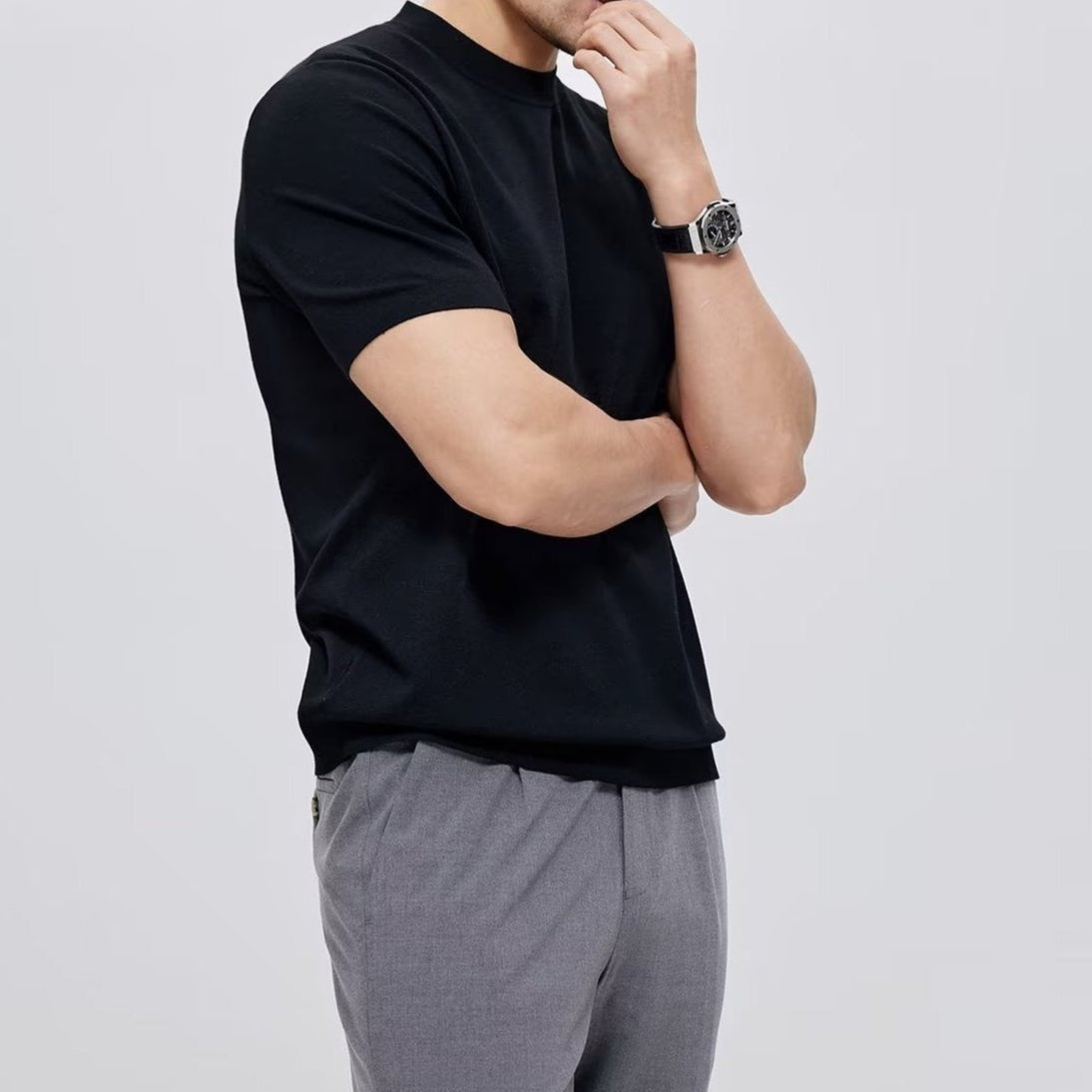 Herren-T-Shirt aus merzerisierter Baumwolle, Rundhalsausschnitt, minimalistischer Stil - Hugo