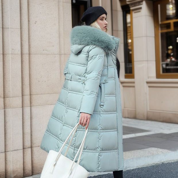 Manteau long matelassé avec col en fourrure - Meliora
