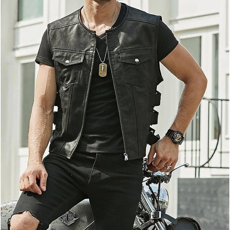 Herrenweste aus Kunstleder im Bikerstil - Ernesto