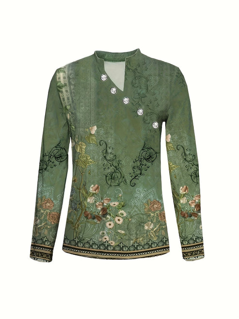 Xenia - T-shirt à imprimé floral et encolure asymétrique