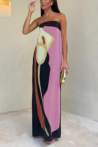Semma - Robe longue à épaules découvertes et imprimé floral