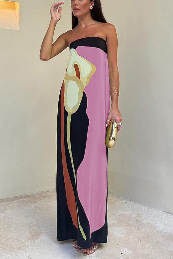 Semma - Robe longue à épaules découvertes et imprimé floral