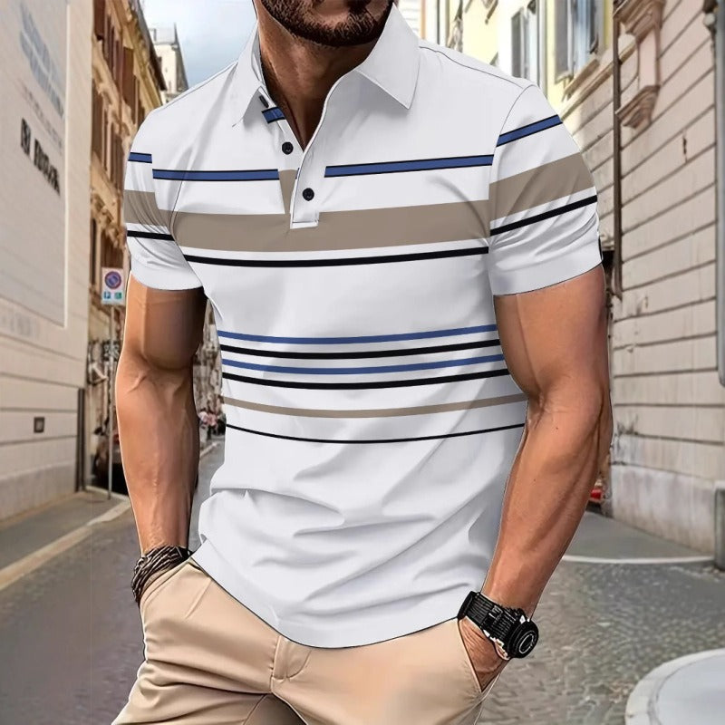 Gestreiftes Kurzarm-Poloshirt für Herren im lässigen Stil - Mateo