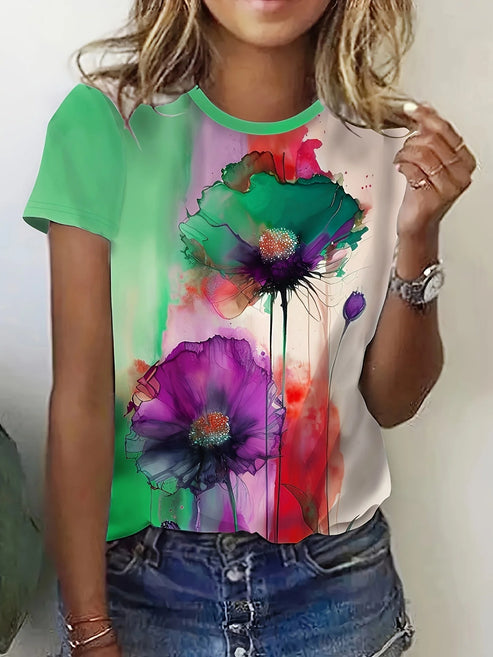 Fabienne - T-shirt à imprimé floral et manches courtes
