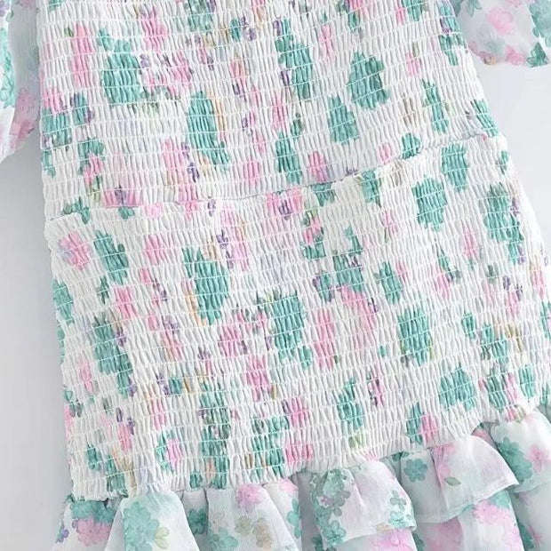 Fioby - Mini-robe florale à volants et manches bouffantes