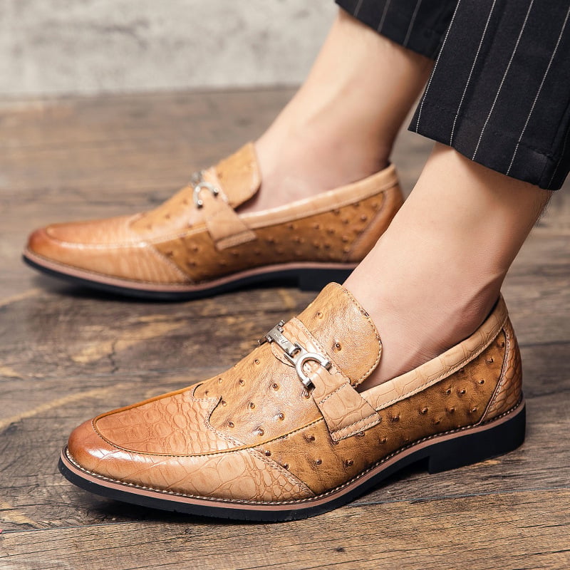 Herren Halbschuhe aus geprägtem Leder formeller Stil - Elvarn