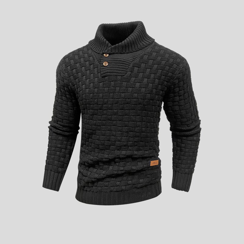 Herrenstrickpullover mit geknöpftem Rollkragen - Keldor