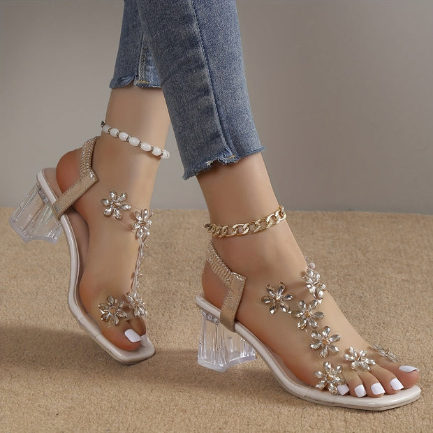 Sandy - Sandales à talon en strass