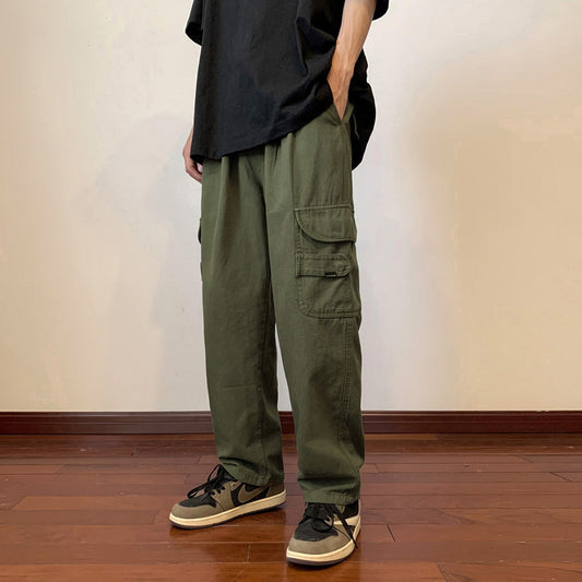 Liam - Pantalon droit fin d'été vert armée