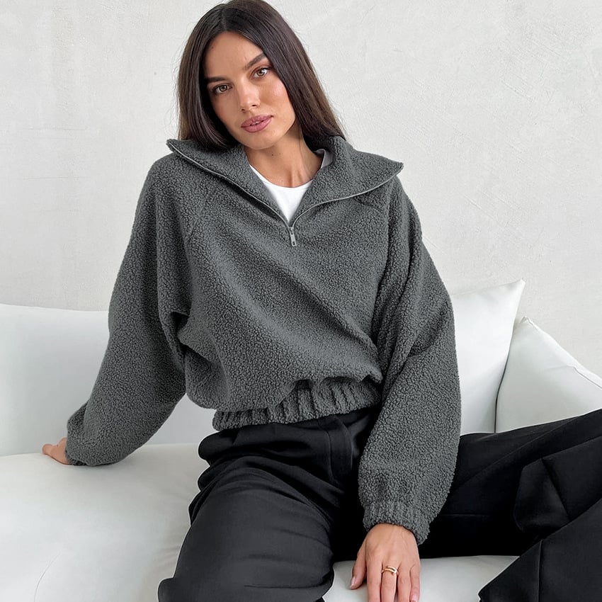 Plüsch-Strukturjacke für Frauen - Ervaya