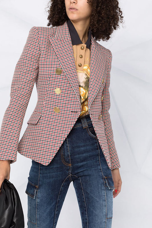 Vivi - Blazer pied-de-poule pour femme avec double boutonnage
