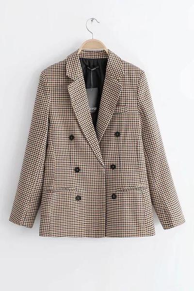 Blazer à manches longues à carreaux