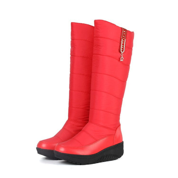 Olgia - Bottes d'Hiver Hautes à Semelle Compensée