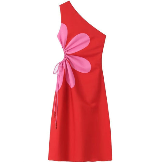 Robe longue à une épaule à imprimé floral pour femmes - Serena