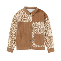 Ally - Veste en Cordeuse Femme avec Détails Léopard