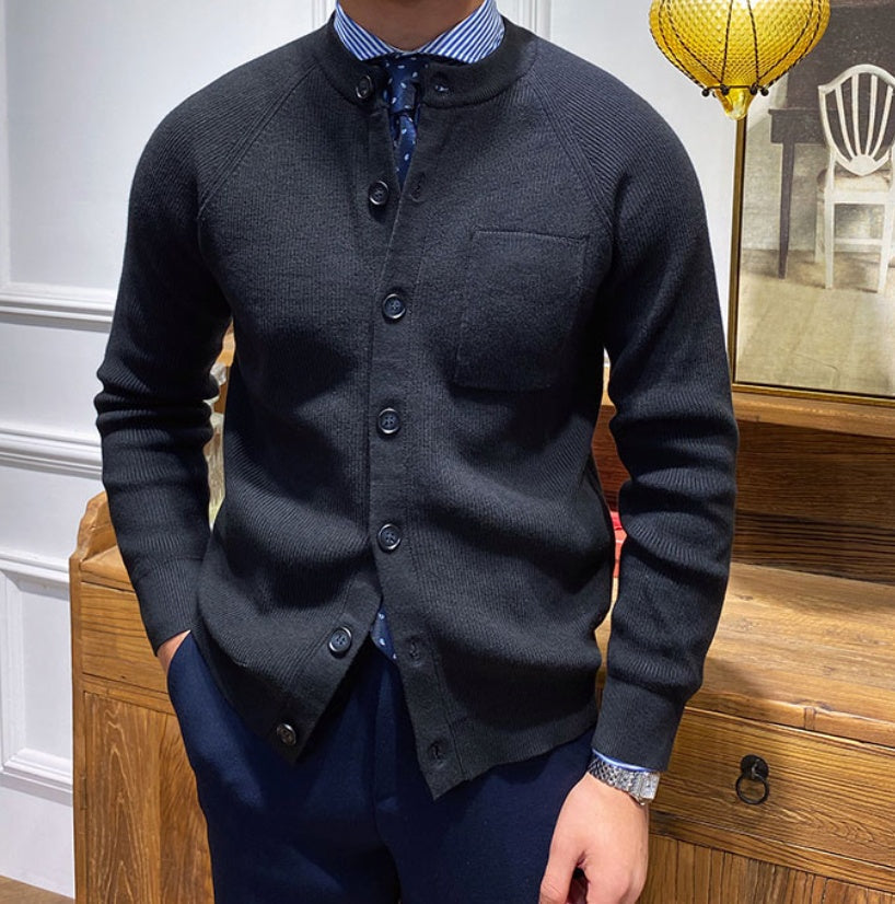 Herren-Premium-Strickjacke mit Rundhalsausschnitt - Darien