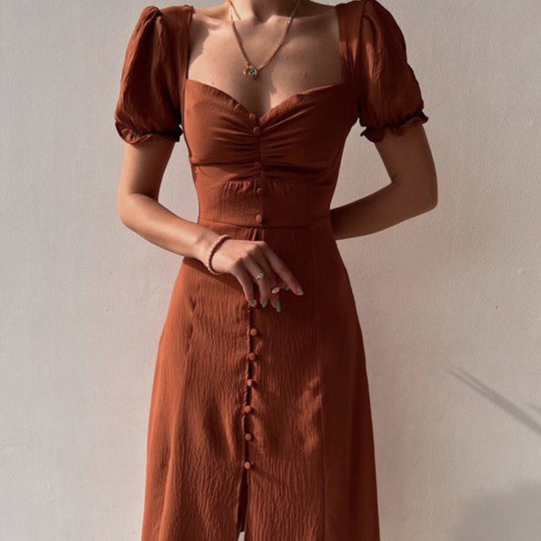 Damen Midikleid mit Zierknöpfen im romantischen Stil - Clara