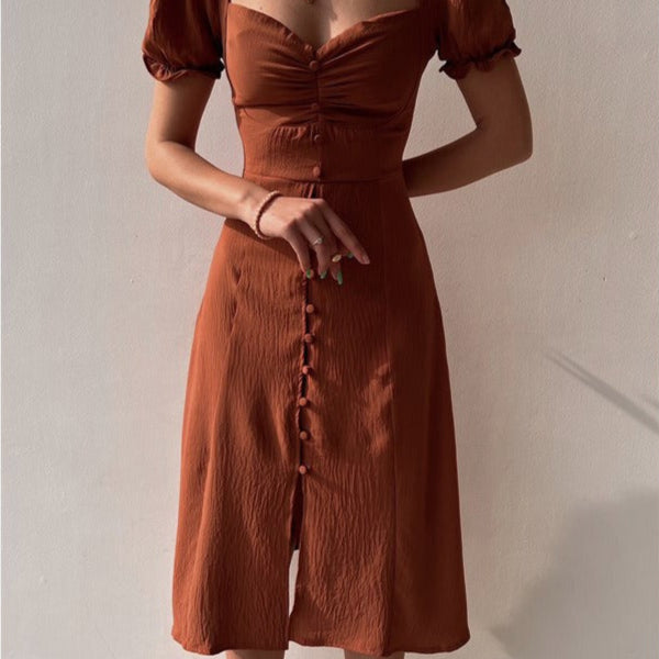 Damen Midikleid mit Zierknöpfen im romantischen Stil - Clara