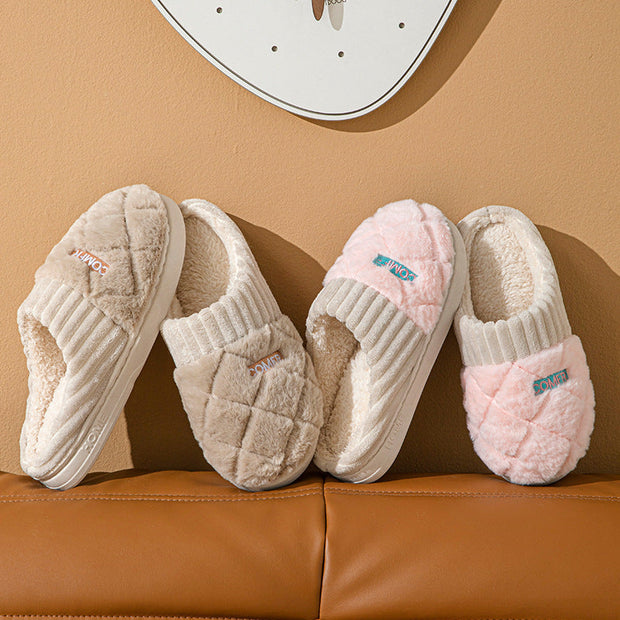 Chaussons d'hiver unisexes peluche anti-dérapant Rombe - Elen