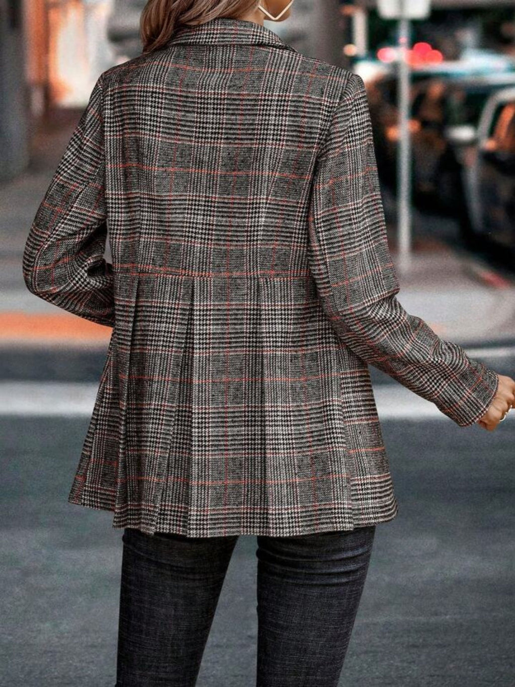 Gilda - Blazer mit geknöpftem Reverskragen aus Plaid