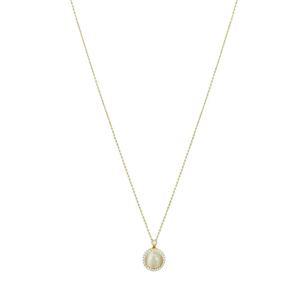Collier Français Vintage Chaîne Clavicule Opale Ronde