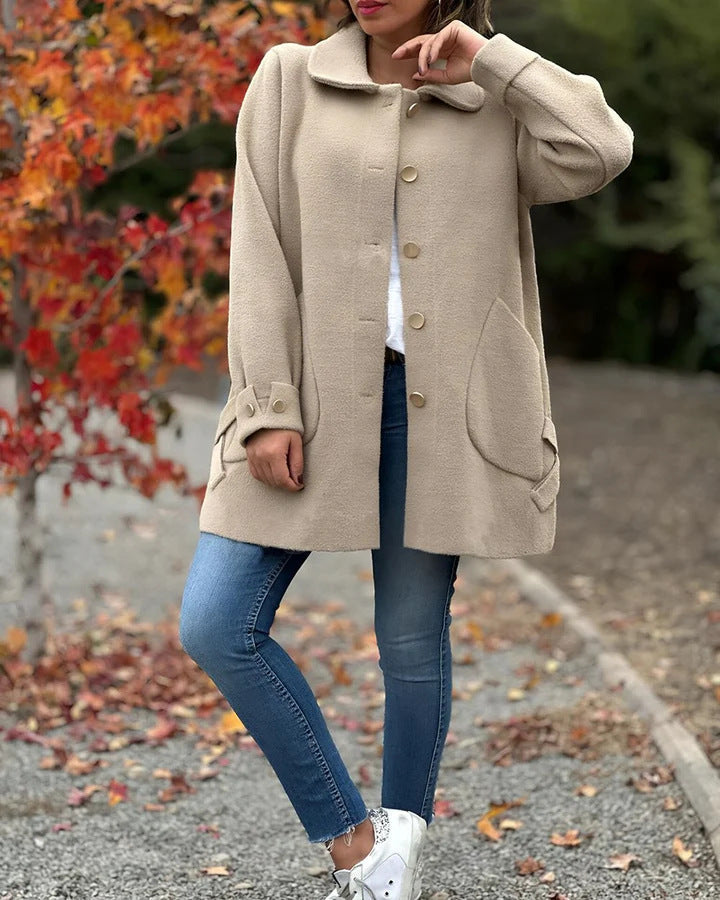 Damen Wollmantel mit Rollkragen und dezenter Schnürung - Melissa