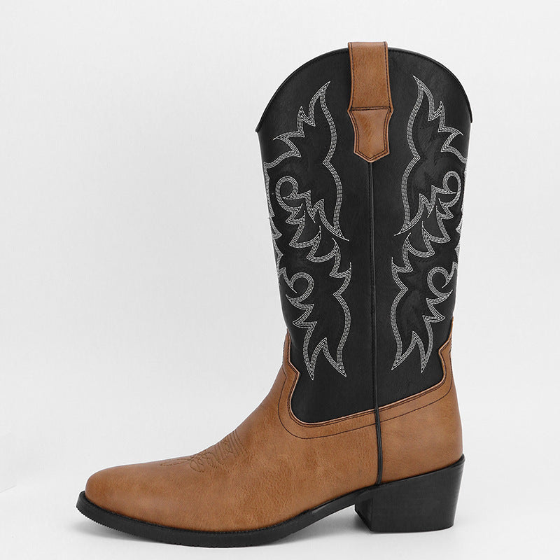 Hohe Herrenstiefel im Retro-Stil mit Stickerei - Kervon