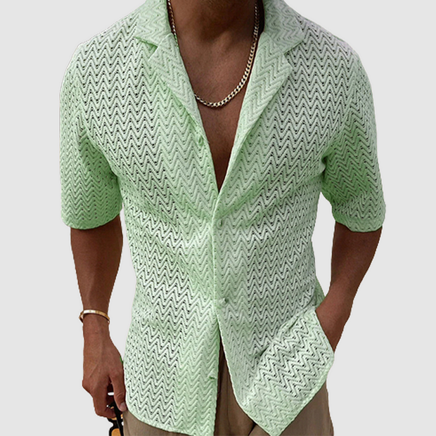 Aaron - Chemise tricotée de couleur unie