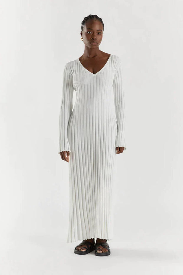 ALINA - Robe en maille manches longues