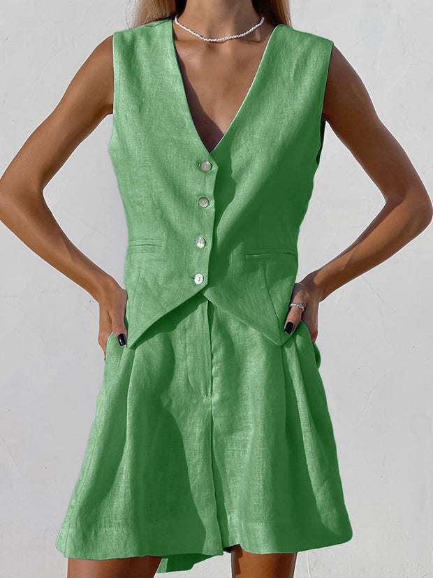 Xenia - Ensemble gilet et pantalon sans manches Chic pour femme