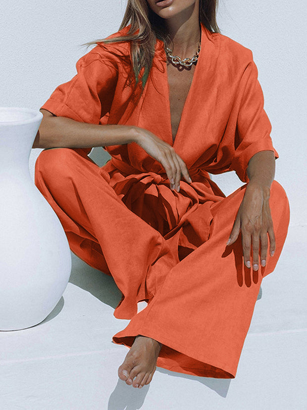Gema - Ensemble pantalon deux pièces noué surdimensionné