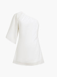 Camille - Robe Courte en Coton Lin Égéen à Une Manche