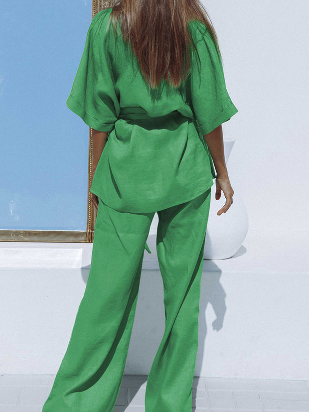 Gema - Ensemble pantalon deux pièces noué surdimensionné