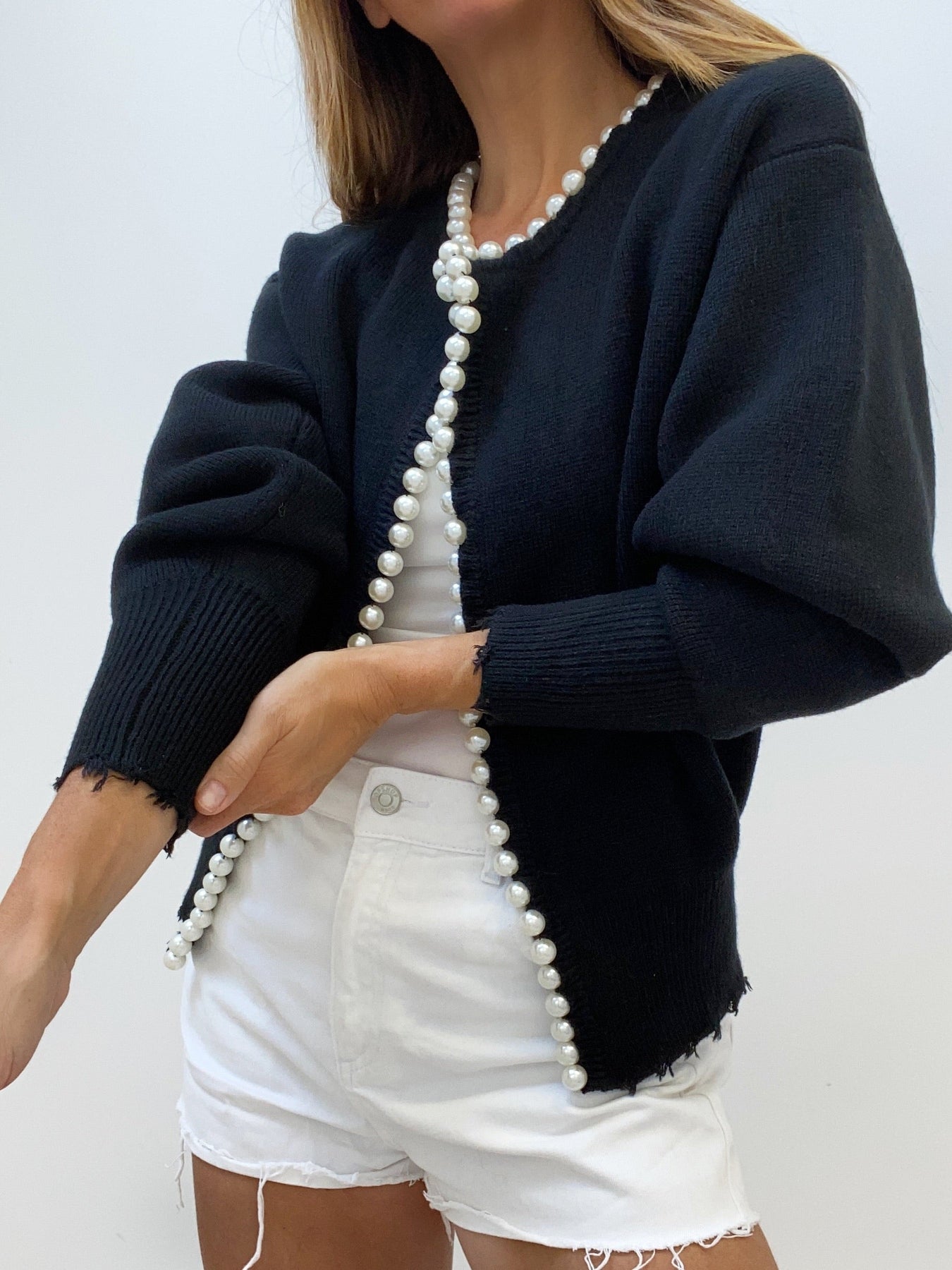 Damen Strickjacke mit Perlenbesatz - Ailvina