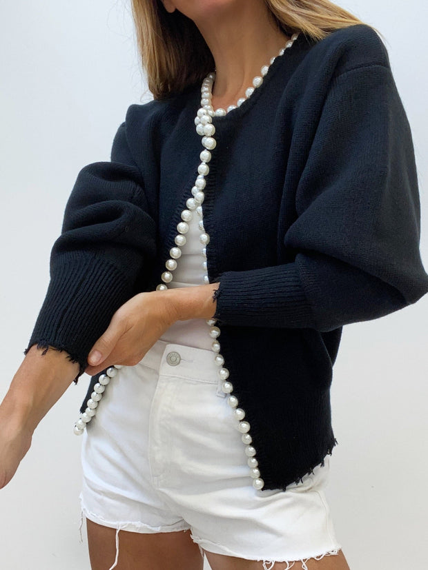 Damen Strickjacke mit Perlenbesatz - Ailvina