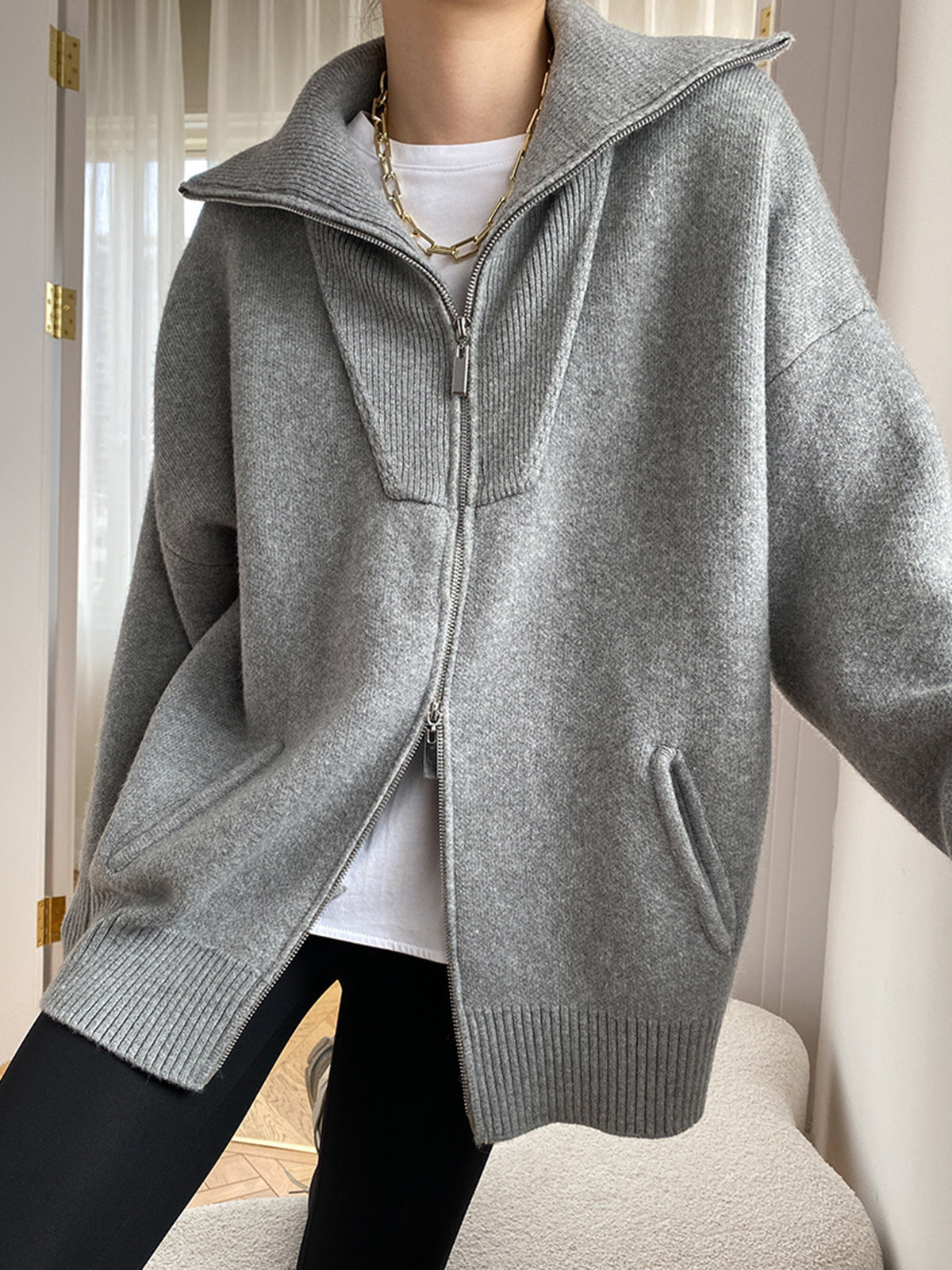 Damen Strickjacke mit offenem Halsausschnitt - Svanhildr