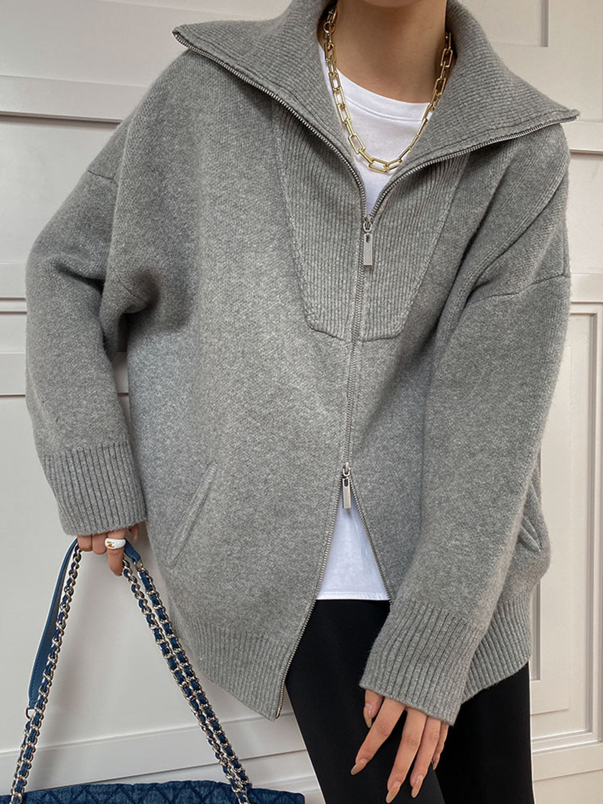 Damen Strickjacke mit offenem Halsausschnitt - Svanhildr