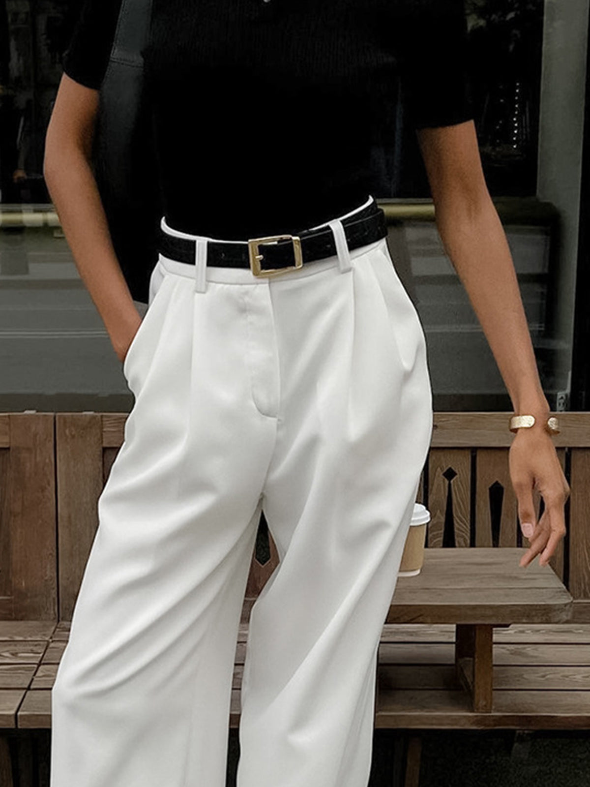 Damenhose mit hoher Taille und weitem Bein - Victoria